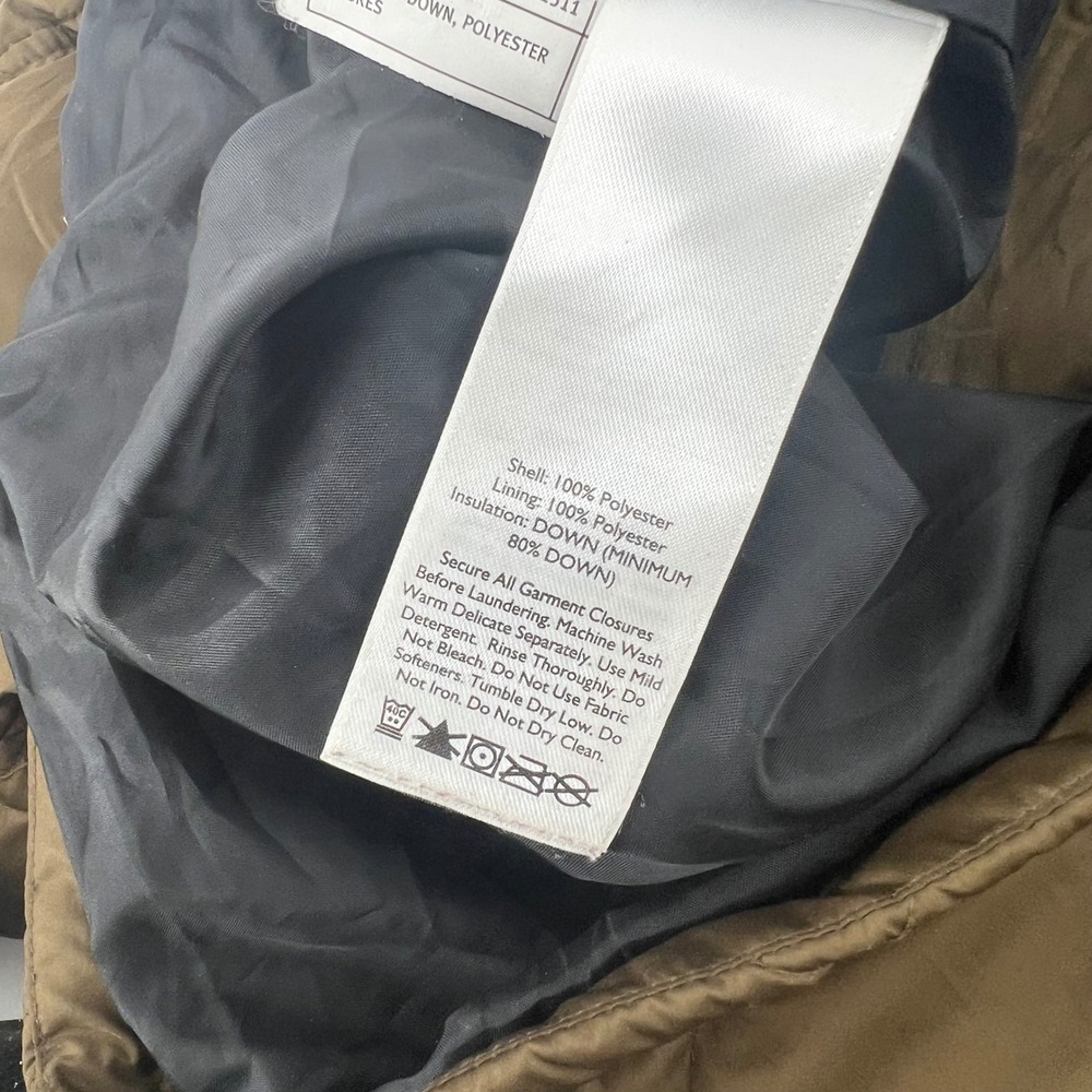 Eddie Bauer EB650 Down Puffer Bomber Jacket Mens‎ 2XL Brown Diamond Quilt Zip - Picture 5 of 10